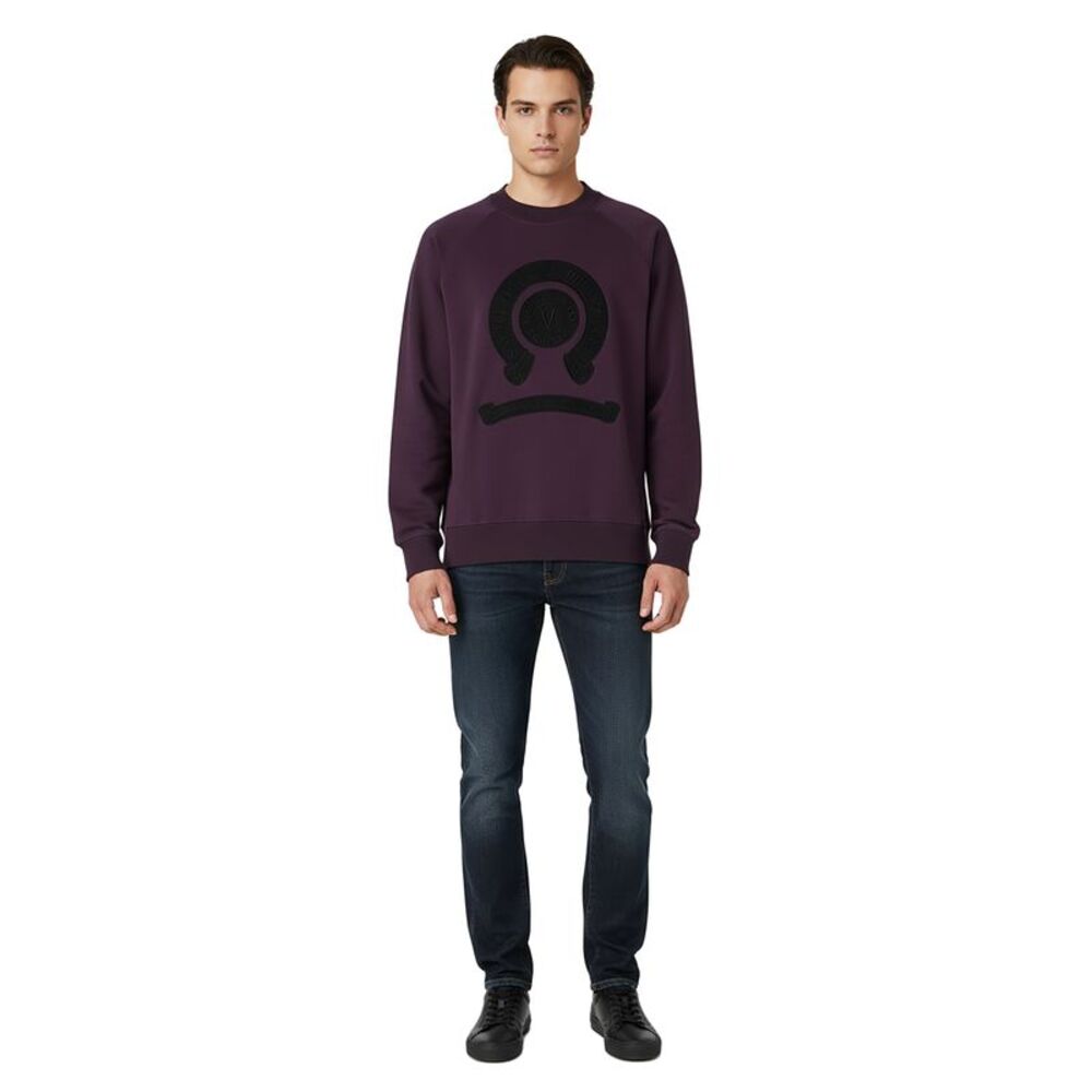 Versace Jeans Couture Plum Cotton Mens Signature Statement Print Hoodie